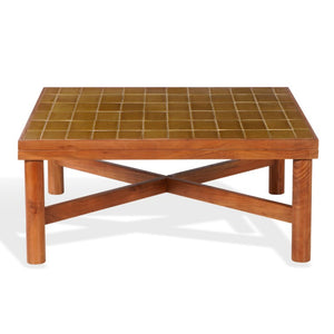 Safavieh Kaylina Handcrafted Tile Top Square Coffee Table with Warm Walnut Wood Base Brown / Walnut SFV5801B