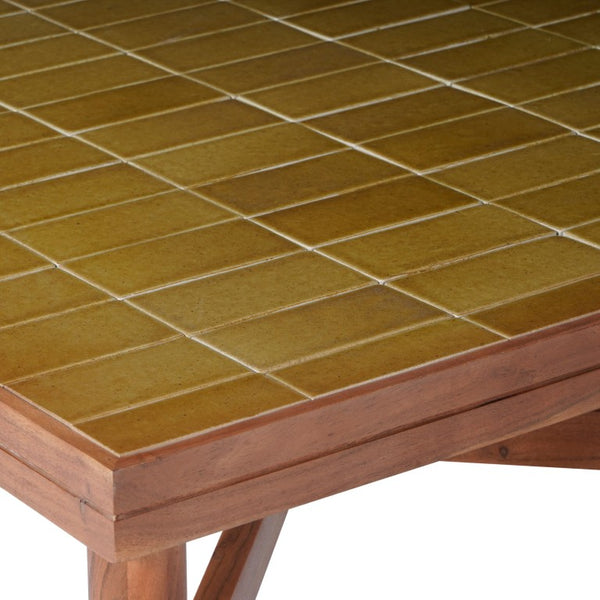Safavieh Kaylina Handcrafted Tile Top Square Coffee Table with Warm Walnut Wood Base Brown / Walnut SFV5801B