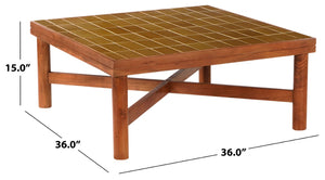 Safavieh Kaylina Handcrafted Tile Top Square Coffee Table with Warm Walnut Wood Base Brown / Walnut SFV5801B