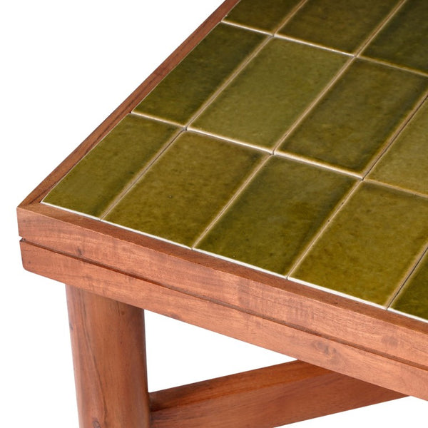 Safavieh Kaylina Handcrafted Tile Top Square Coffee Table with Warm Walnut Wood Base Green / Walnut SFV5801C