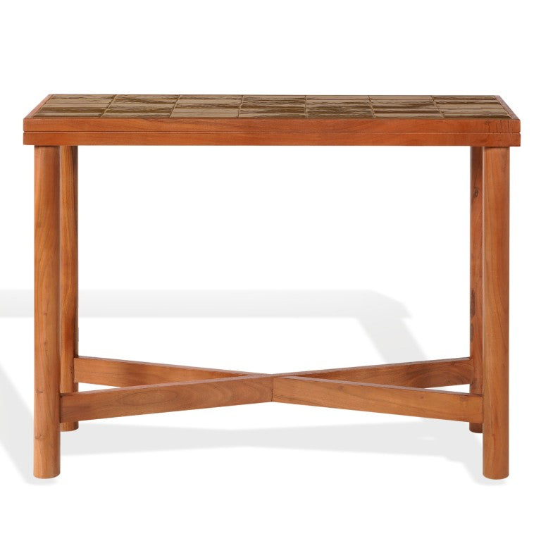 Safavieh Kaylina Handcrafted Tile Inlay Console Table Walnut Wood Entryway Artisan Accent SFV5802B