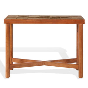 Safavieh Kaylina Handcrafted Tile Inlay Console Table Walnut Wood Entryway Artisan Accent SFV5802B