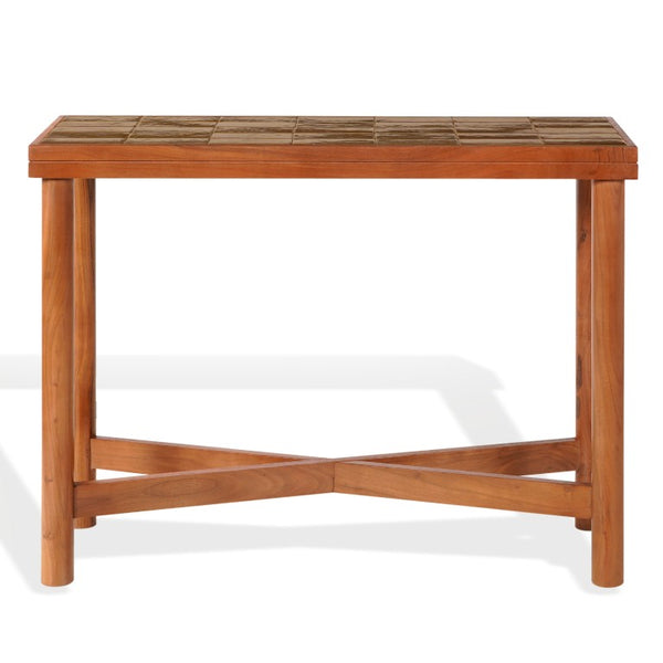 Safavieh Kaylina Handcrafted Tile Inlay Console Table Walnut Wood Entryway Artisan Accent SFV5802B