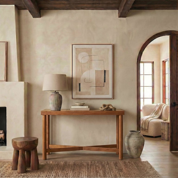 Safavieh Kaylina Handcrafted Tile Inlay Console Table Walnut Wood Entryway Artisan Accent SFV5802B