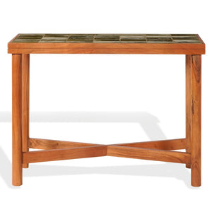 Safavieh Kaylina Handcrafted Tile Top Console Table with Walnut Base for Entryway Decor Green / Walnut SFV5802C
