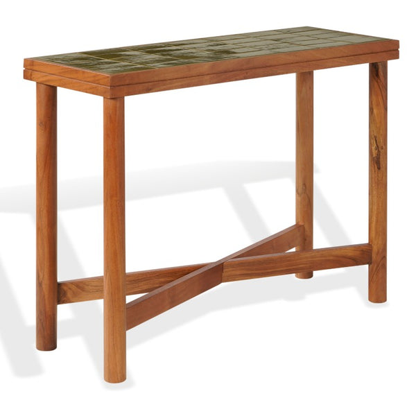 Safavieh Kaylina Handcrafted Tile Top Console Table with Walnut Base for Entryway Decor Green / Walnut SFV5802C