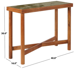 Safavieh Kaylina Handcrafted Tile Top Console Table with Walnut Base for Entryway Decor Green / Walnut SFV5802C