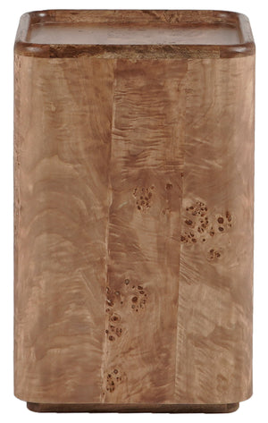 Torryn Accent Table With Rich Burl Veneer Finish, Compact 15X15x23.6" End Table For Living Room