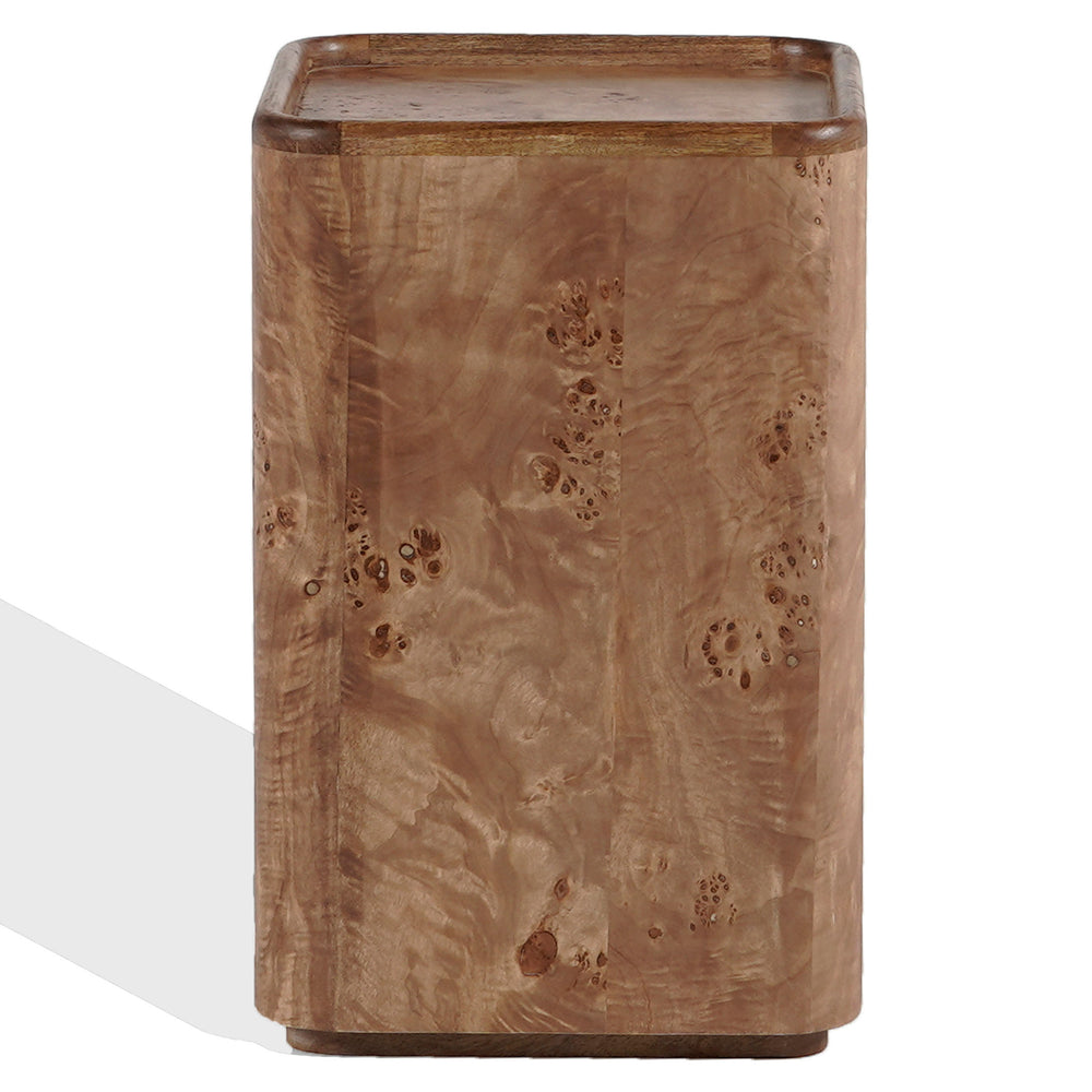 Torryn Accent Table With Rich Burl Veneer Finish, Compact 15X15x23.6" End Table For Living Room