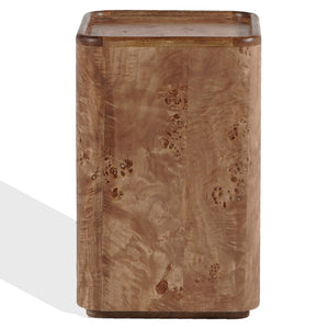 Torryn Accent Table With Rich Burl Veneer Finish, Compact 15X15x23.6" End Table For Living Room