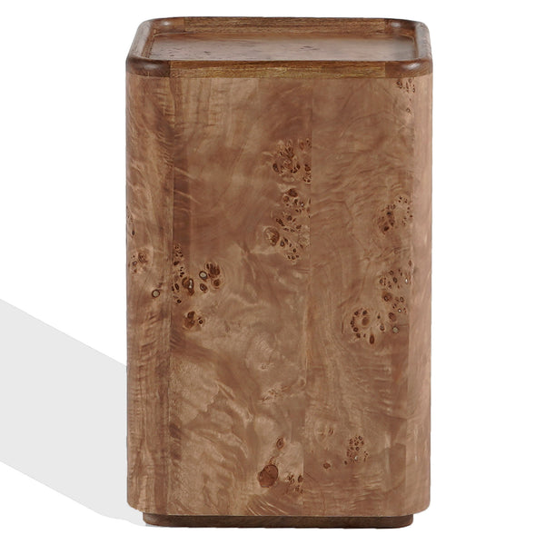 Torryn Accent Table With Rich Burl Veneer Finish, Compact 15X15x23.6" End Table For Living Room