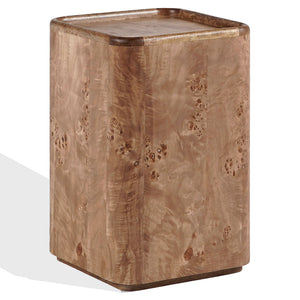 Torryn Accent Table With Rich Burl Veneer Finish, Compact 15X15x23.6" End Table For Living Room