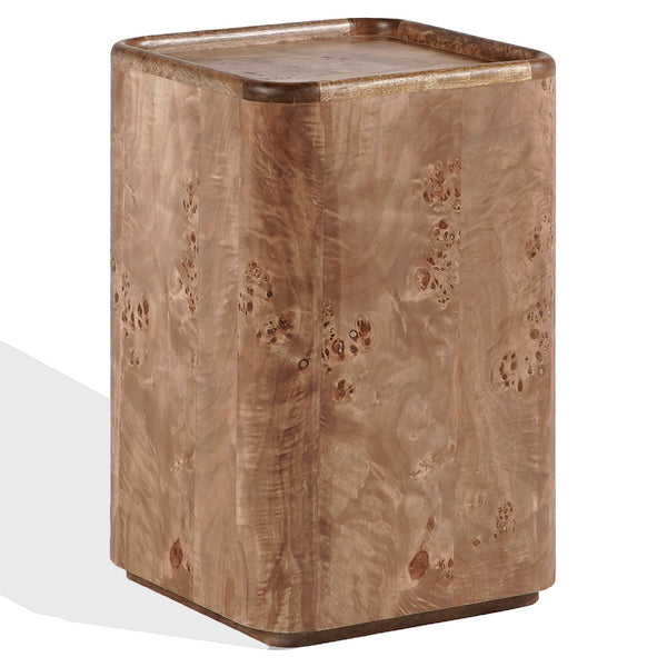 Torryn Accent Table With Rich Burl Veneer Finish, Compact 15X15x23.6" End Table For Living Room
