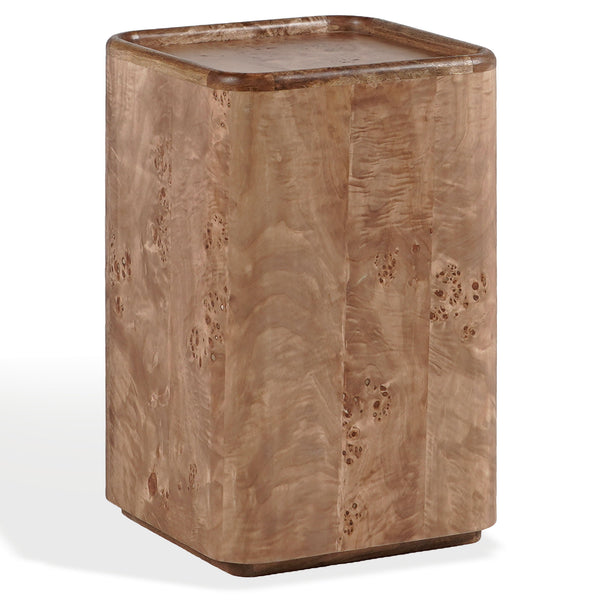 Torryn Accent Table With Rich Burl Veneer Finish, Compact 15X15x23.6" End Table For Living Room