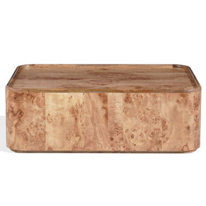 Torryn Burl Veneer Coffee Table With Sculptural Grain, Low-Profile Rectangular Design For Living Rooms