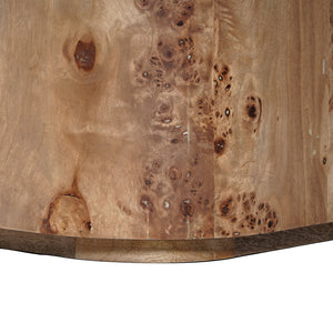 Torryn Burl Veneer Coffee Table With Sculptural Grain, Low-Profile Rectangular Design For Living Rooms