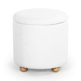 Safavieh Becka Round Boucle Storage Ottoman Ivory / Natural SFV6100A