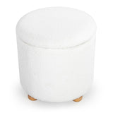 Safavieh Becka Round Boucle Storage Ottoman Ivory / Natural SFV6100A