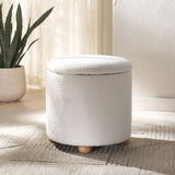 Safavieh Becka Round Boucle Storage Ottoman Ivory / Natural SFV6100A