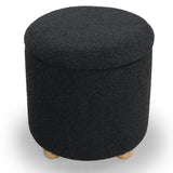 Safavieh Becka Round Boucle Storage Ottoman Black / Natural SFV6100B