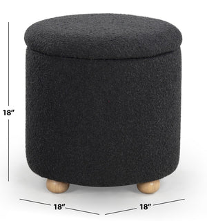 Safavieh Becka Round Boucle Storage Ottoman Black / Natural SFV6100B