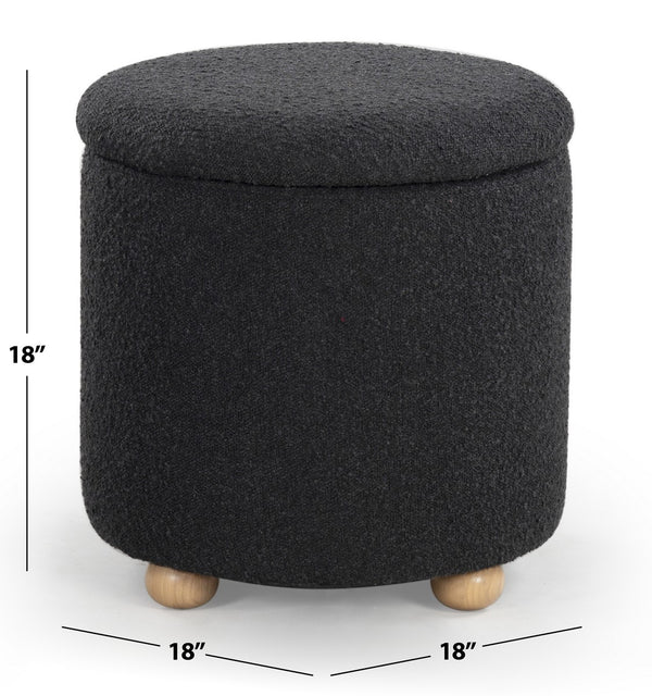 Safavieh Becka Round Boucle Storage Ottoman Black / Natural SFV6100B