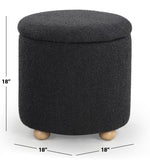 Safavieh Becka Round Boucle Storage Ottoman Black / Natural SFV6100B