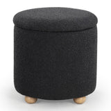 Safavieh Becka Round Boucle Storage Ottoman Black / Natural SFV6100B