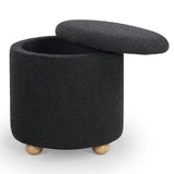 Safavieh Becka Round Boucle Storage Ottoman Black / Natural SFV6100B