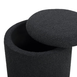 Safavieh Becka Round Boucle Storage Ottoman Black / Natural SFV6100B