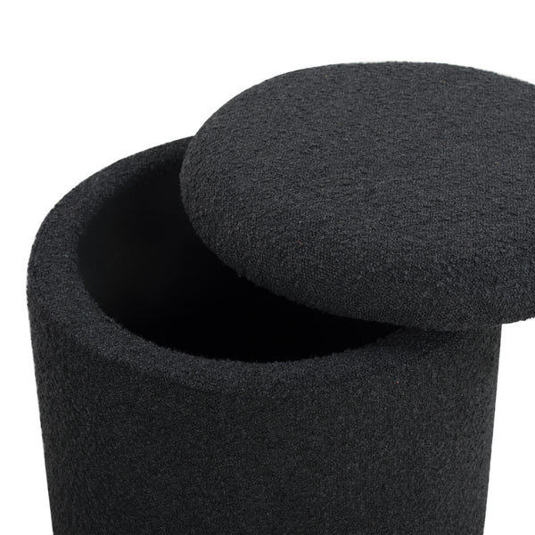 Safavieh Becka Round Boucle Storage Ottoman Black / Natural SFV6100B