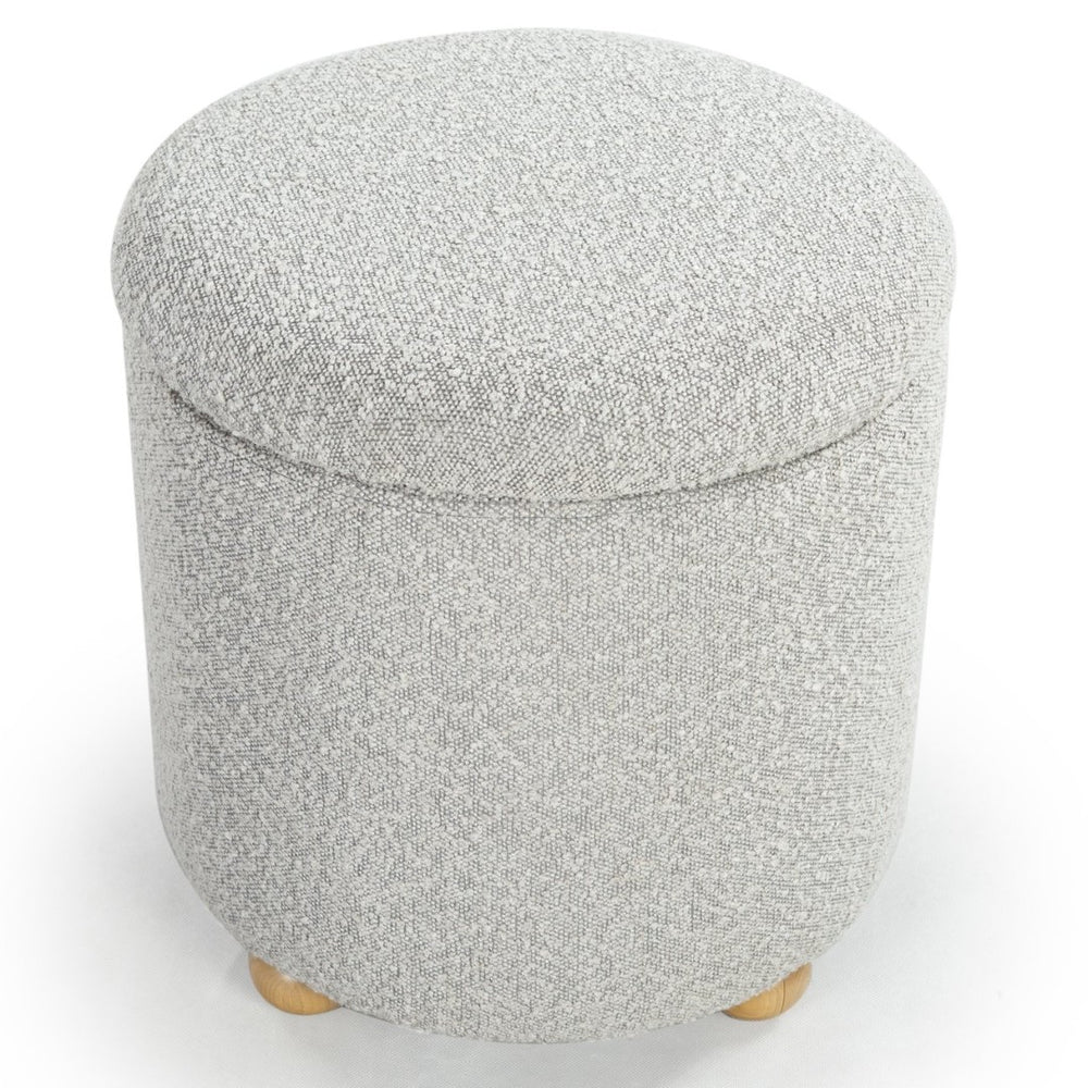 Safavieh BECKA Round Boucle Storage Ottoman - Stylish Multifunctional Accent for Small Living Spaces & Comfort Grey / Natural SFV6100C