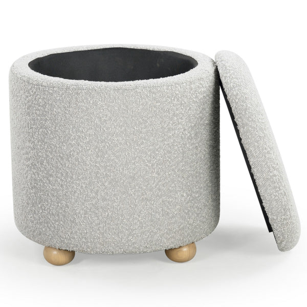 Safavieh Becka Round Boucle Storage Ottoman Grey / Natural SFV6100C