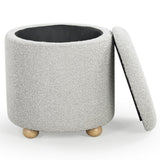 Safavieh Becka Round Boucle Storage Ottoman Grey / Natural SFV6100C