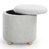 Safavieh Becka Round Boucle Storage Ottoman Grey / Natural SFV6100C