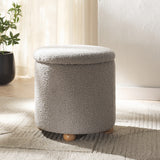 Safavieh Becka Round Boucle Storage Ottoman Grey / Natural SFV6100C