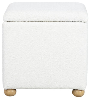 Safavieh BECKA Square Bouclé Storage Ottoman - Modern Elegant Accent with Hidden Storage for Any Room Ivory / Natural SFV6101A
