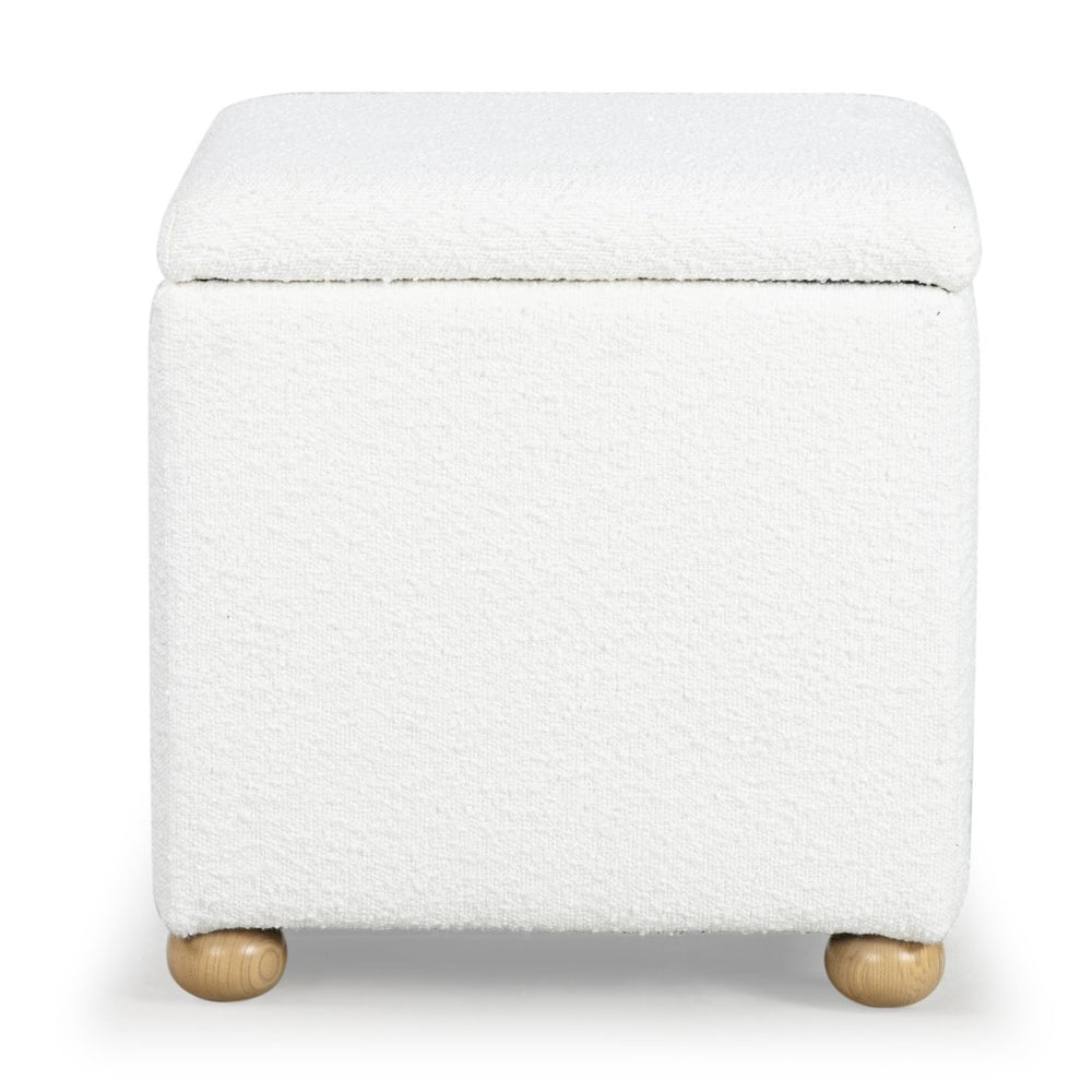 Safavieh BECKA Square Bouclé Storage Ottoman - Modern Elegant Accent with Hidden Storage for Any Room Ivory / Natural SFV6101A