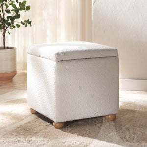 Safavieh Becka Square Boucle Storage Ottoman Ivory / Natural SFV6101A