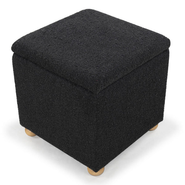 Safavieh Becka Square Boucle Storage Ottoman Black / Natural SFV6101B