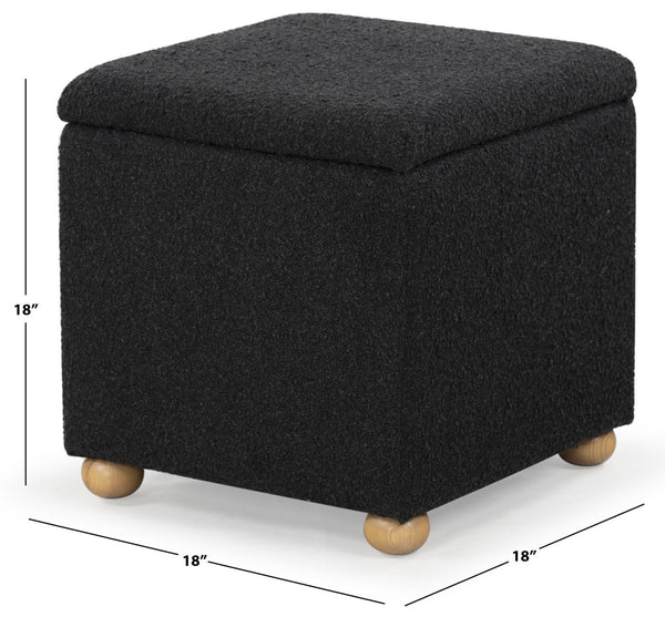 Safavieh Becka Square Boucle Storage Ottoman Black / Natural SFV6101B