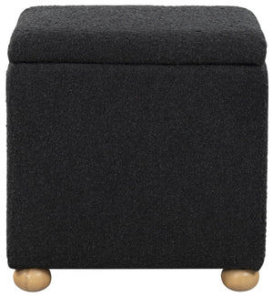 Safavieh BECKA Square Bouclé Storage Ottoman - Modern Elegant Accent with Hidden Storage for Any Room Black / Natural SFV6101B