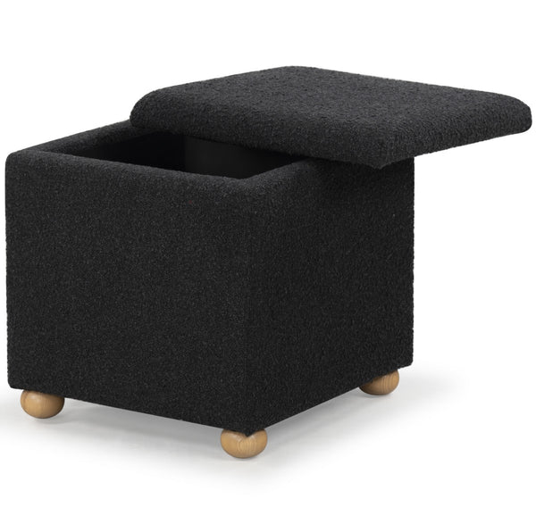 Safavieh Becka Square Boucle Storage Ottoman Black / Natural SFV6101B