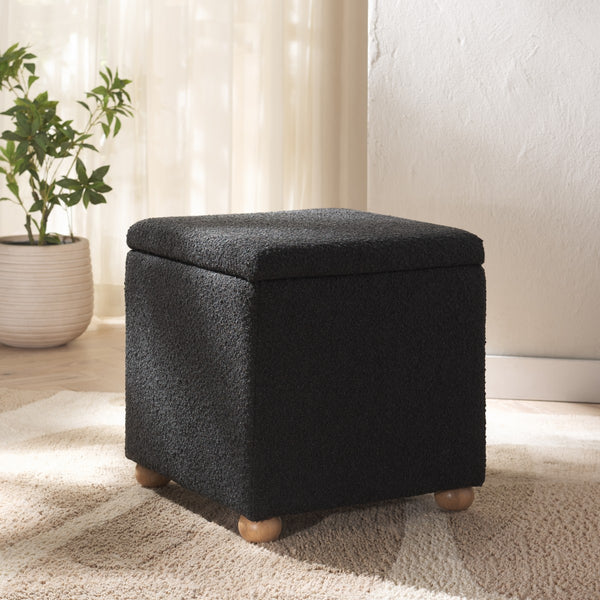 Safavieh Becka Square Boucle Storage Ottoman Black / Natural SFV6101B