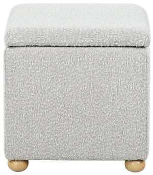 Safavieh BECKA Square Bouclé Storage Ottoman - Modern Elegant Accent with Hidden Storage for Any Room Grey / Natural SFV6101C