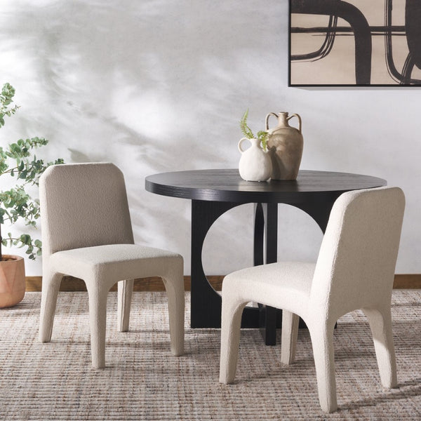 Safavieh MARICELLE Boucle Dining Chair – Luxurious Comfort and Contemporary Style for Modern Interiors Tan SFV6102C-SET2