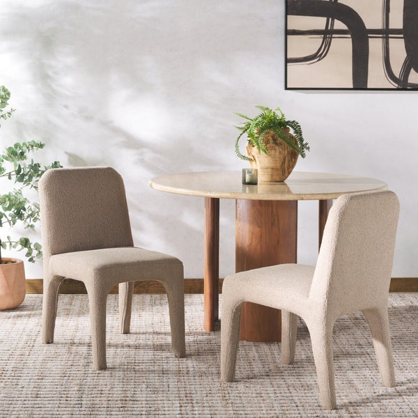 Safavieh MARICELLE Boucle Dining Chair – Luxurious Comfort and Contemporary Style for Modern Interiors Light Brown SFV6102D-SET2