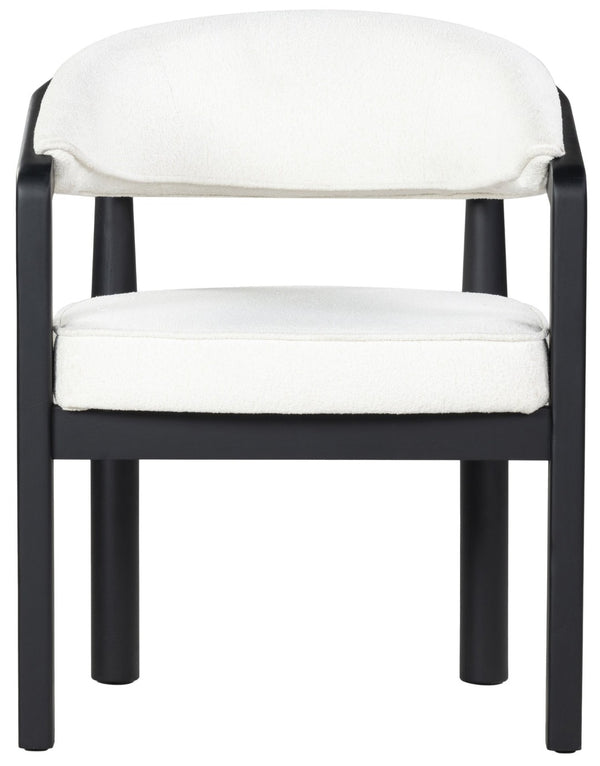 Safavieh PEGGY Boucle Dining Chair - Elegant Ivory & Black Upholstered Comfort for Modern Dining Rooms SFV6104A