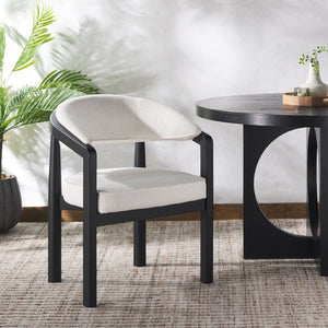 Safavieh PEGGY Boucle Dining Chair - Elegant Ivory & Black Upholstered Comfort for Modern Dining Rooms SFV6104A