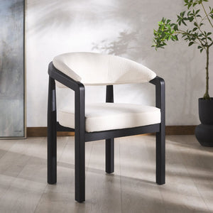 Safavieh PEGGY Boucle Dining Chair - Elegant Ivory & Black Upholstered Comfort for Modern Dining Rooms SFV6104A